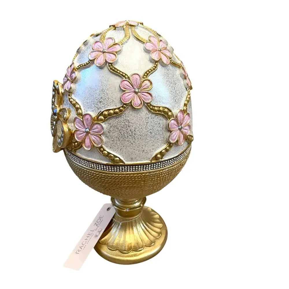 Rachel Zoe Easter Jeweled Rhinestone Embellished 3D Butterfly Pedestal Egg New